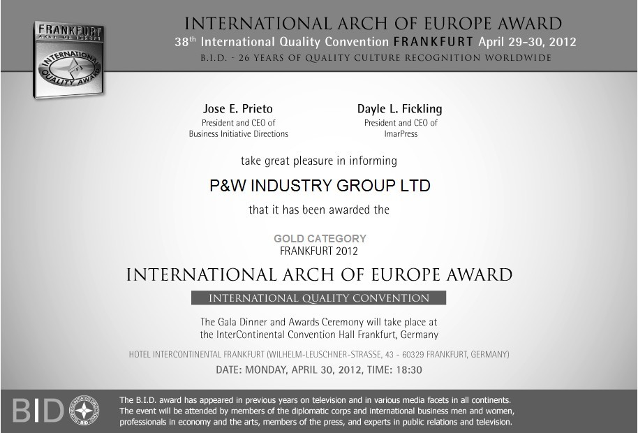 International Arch of Europe Award — Frankfurt 2012